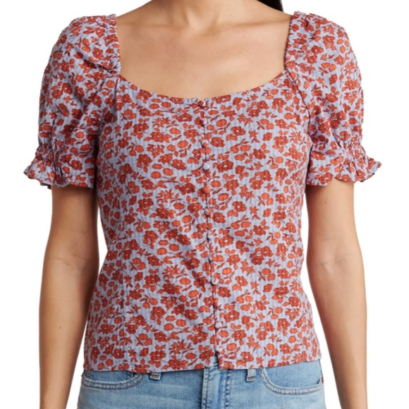 Madewell Kallie Button Front Smocked Top - Picture 2 of 10